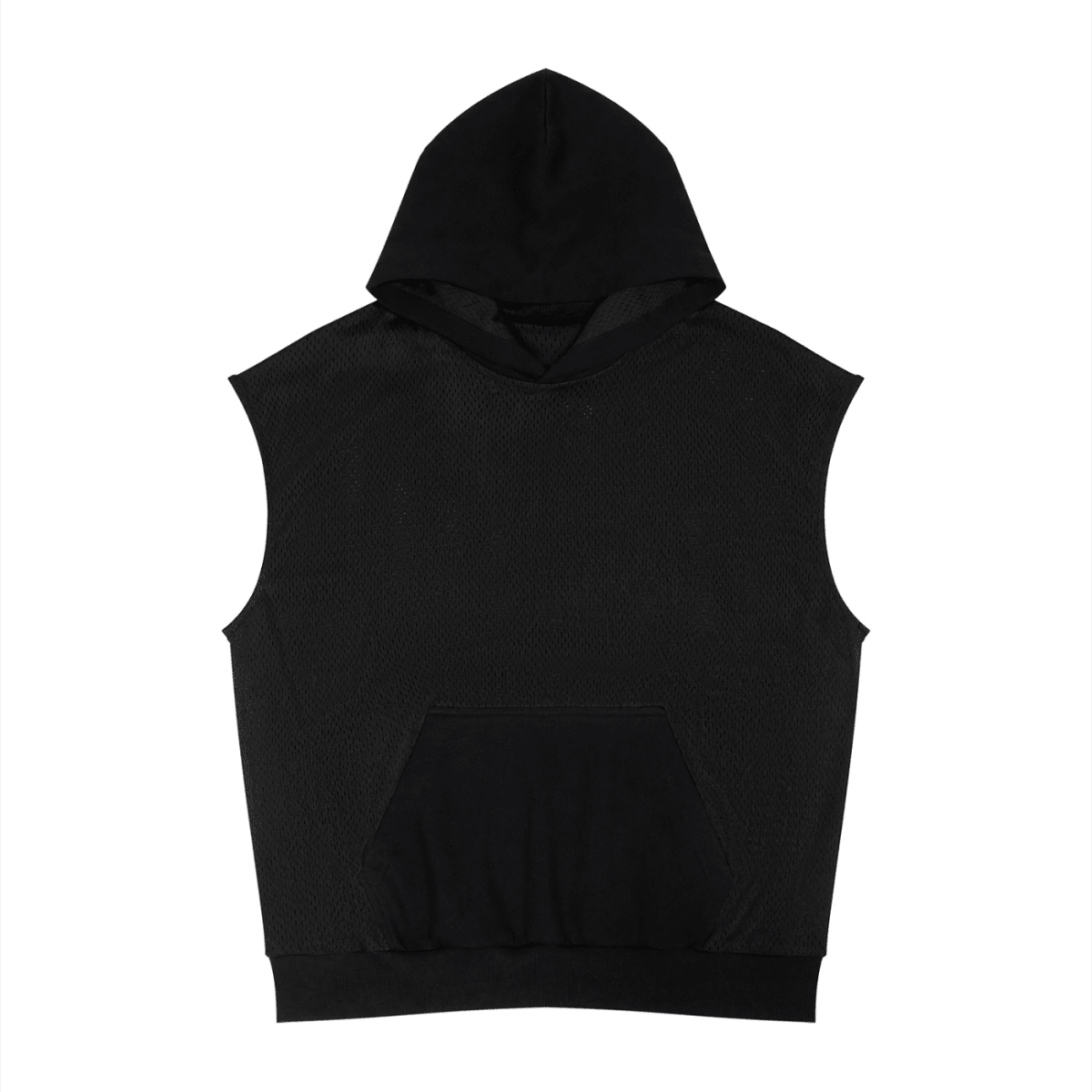 Unisex Panel Mesh Sleeveless Hoodie