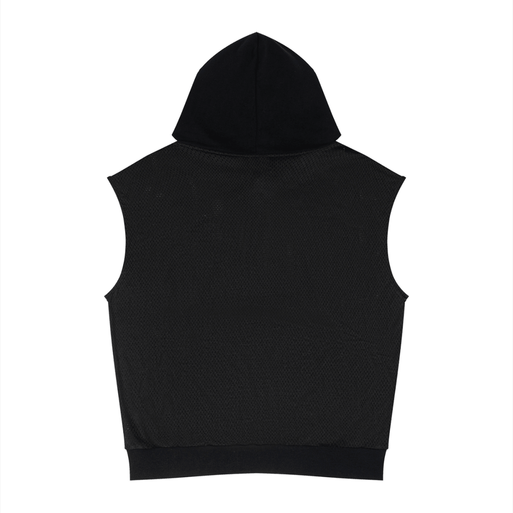 Unisex Panel Mesh Sleeveless Hoodie