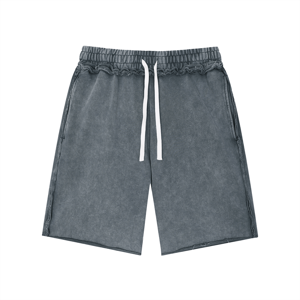 Unisex Mineral Wash Raw Edge Shorts