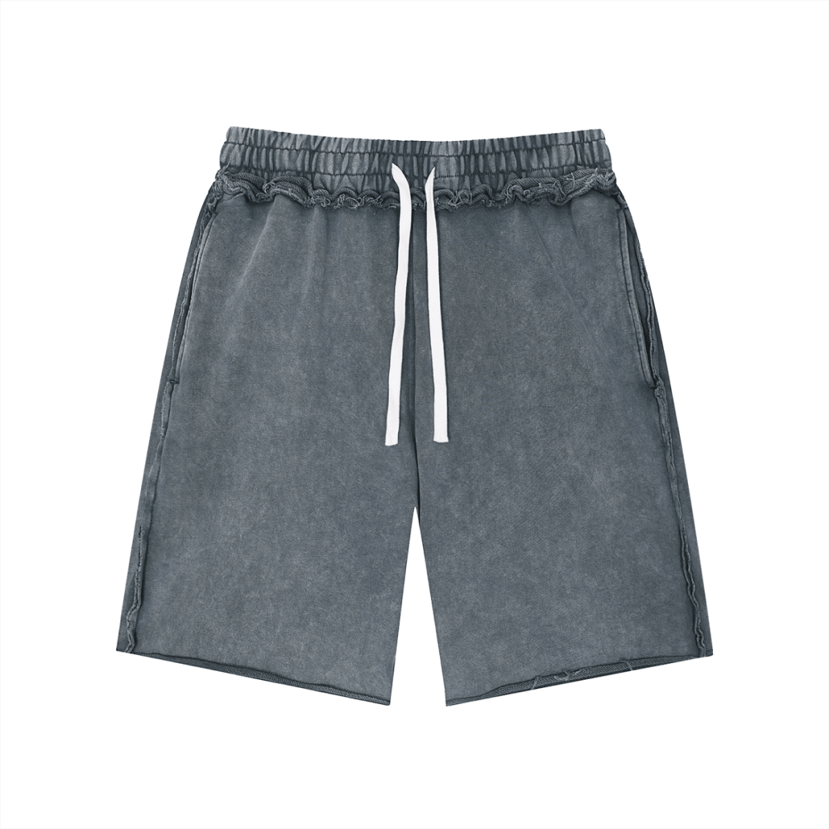 Unisex Mineral Wash Raw Edge Shorts