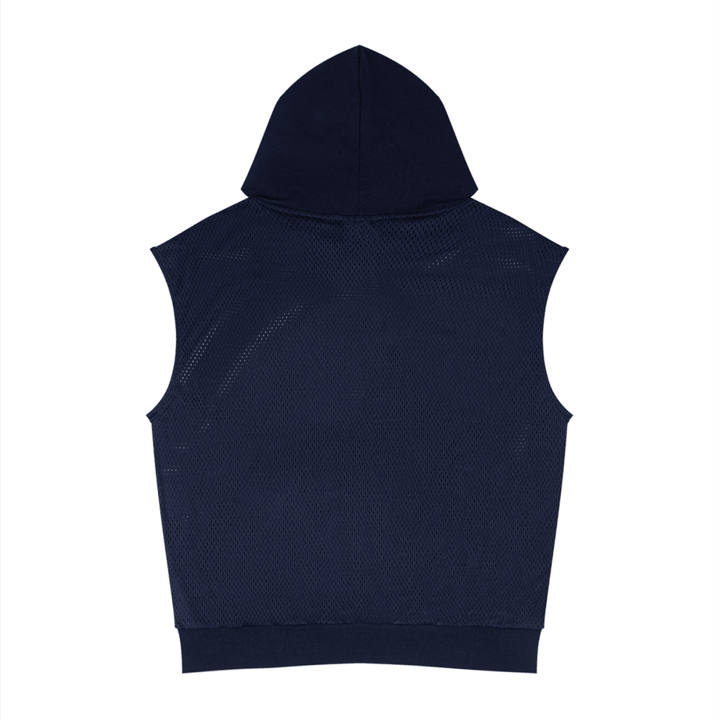 Unisex Panel Mesh Sleeveless Hoodie