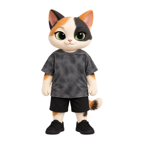 NAVA Dirty Wash Tee — stylized cat model; original garment photo also provided