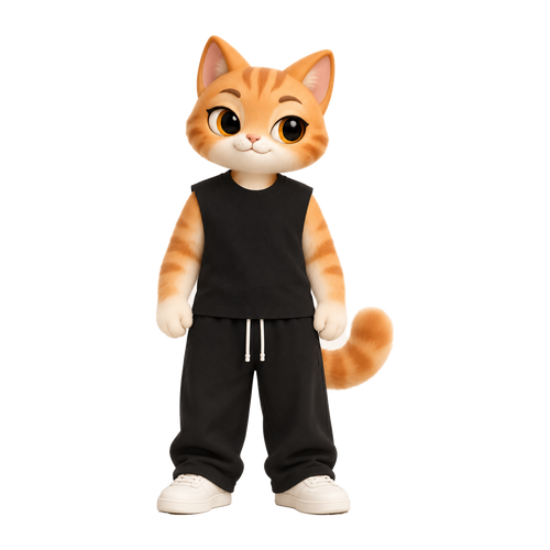 NAVA Essential Tank — stylized cat model; original garment photo also provided
