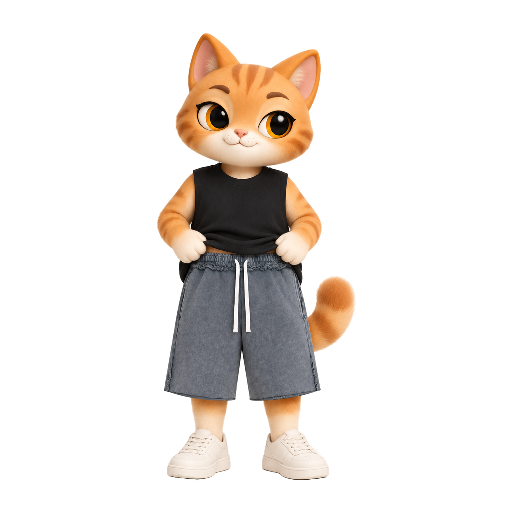 NAVA Mineral Wash Shorts — stylized cat model; original garment photo also provided
